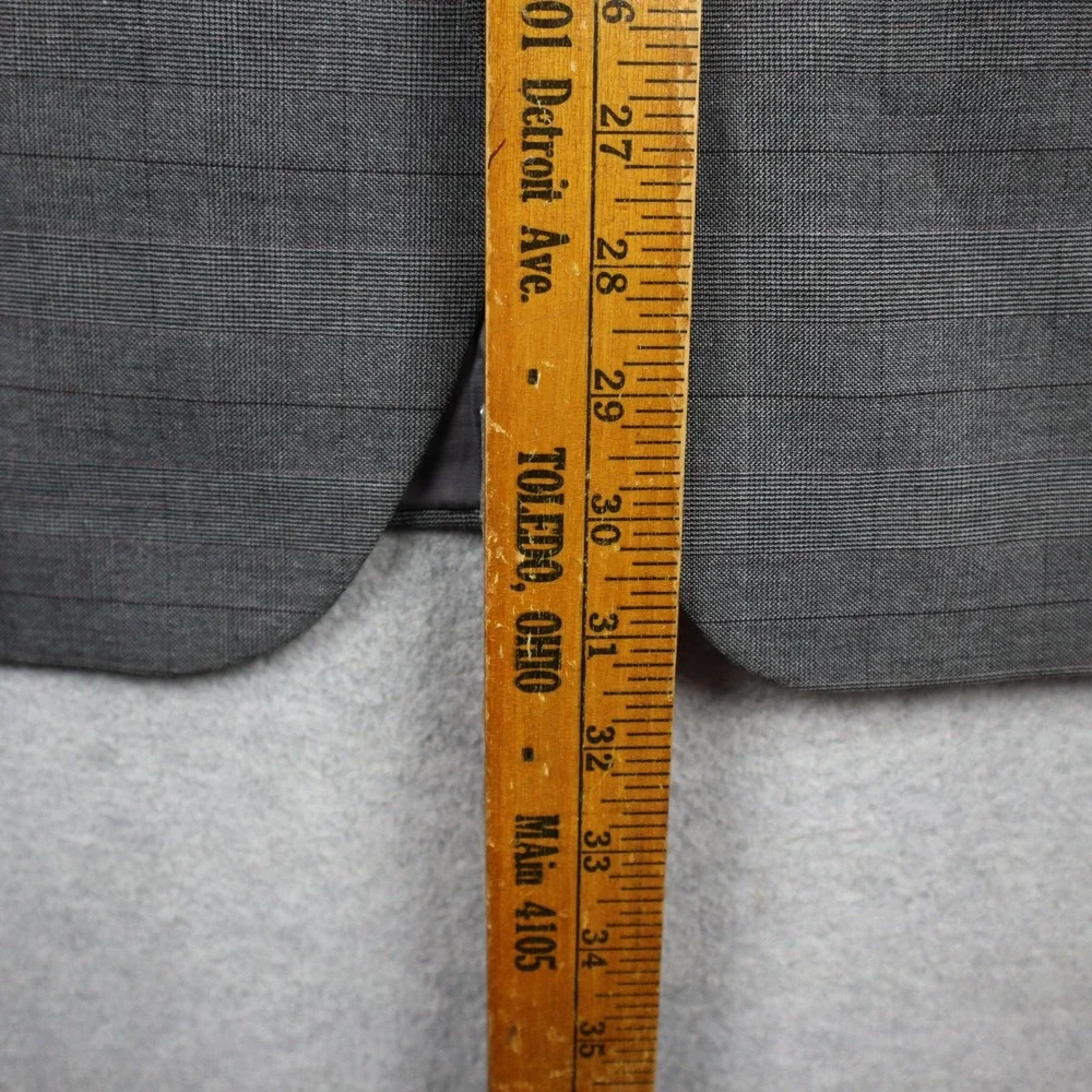 Perry Ellis Blazer Mens 44 Regular Very Slim Stretch Grey Glen Plaid Jacket Coat
